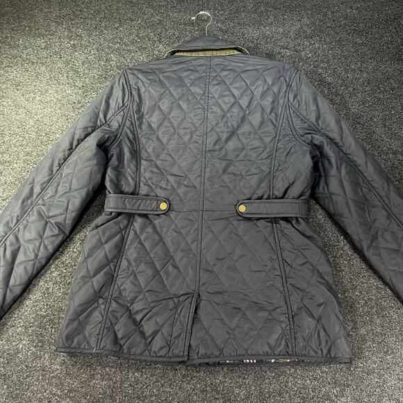 LL Bean Riding Jacket Barn Coat Women's Black Quilted Plaid Lining S Reg - Picture 7 of 7